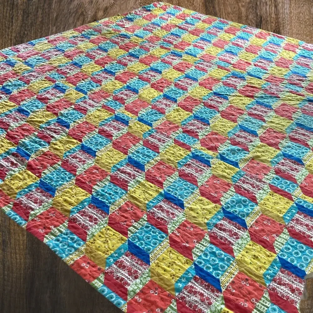 Vintage 70s Faux Patchwork Bed Coverup